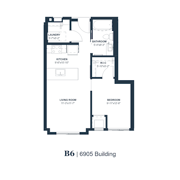 A floor plan of apartment B6 in the 6900 building.