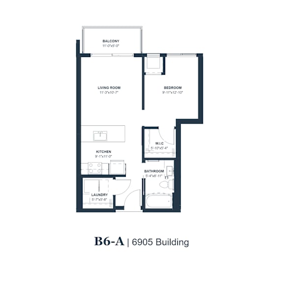 A black and white image of a floor plan for a B6-A 6905 Building.