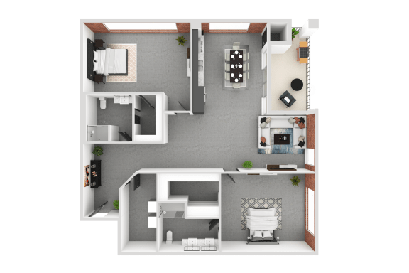 a floor plan of a 1 bedroom apartment