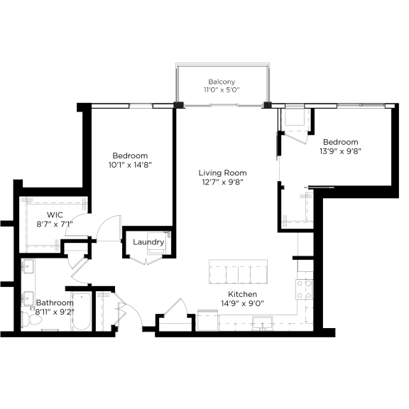 a floor plan of a house with an open floor plan with bedrooms and baths