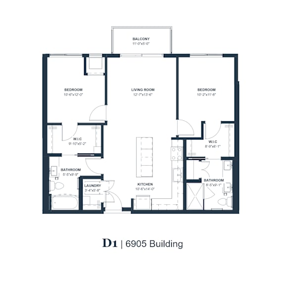A floor plan of a building with a balcony and four rooms labeled.