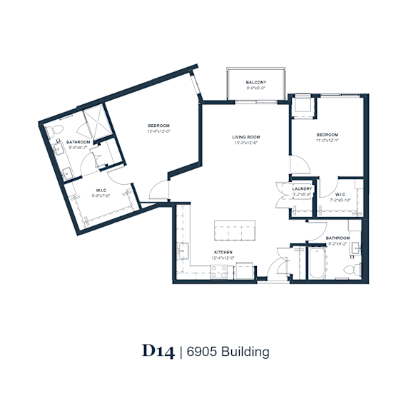 A black and white image of a floor plan for a D14 6905 Building.