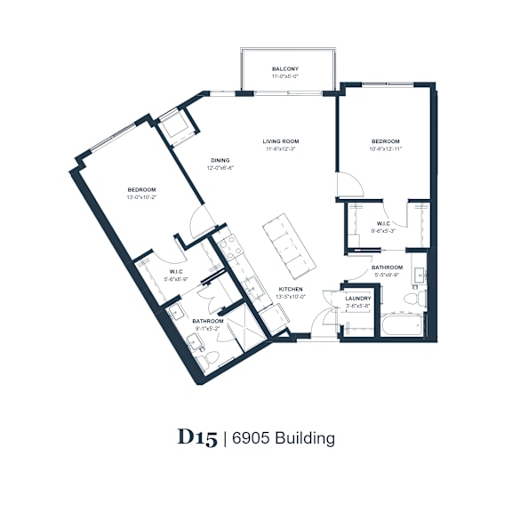 Floor plan of apartment D15 in the 6905 Building.