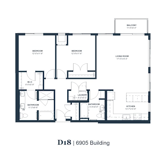A black and white image of a floor plan for a D18 6905 Building.