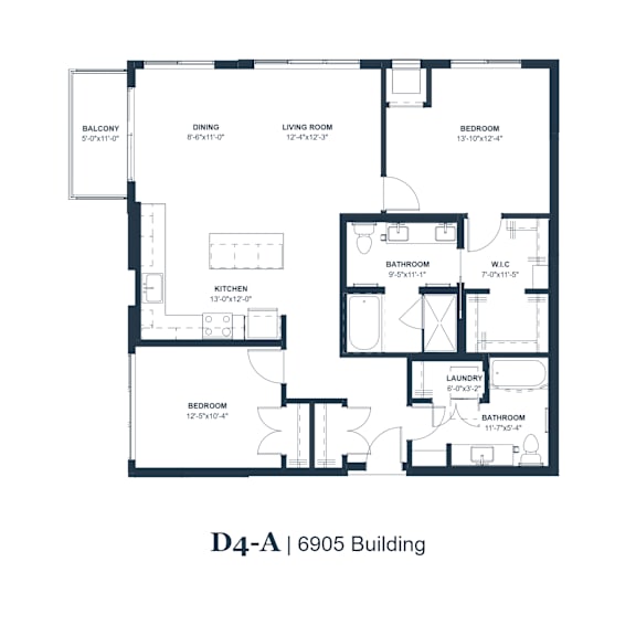 A black and white image of a floor plan for a D4-A 6905 Building.