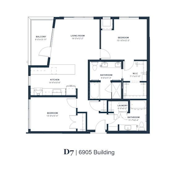 A black and white image of a floor plan for a D7 6905 Building.