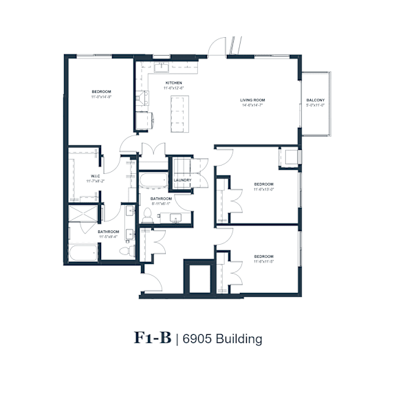 A black and white image of a floor plan for a building labeled F1-B 6905 Building.