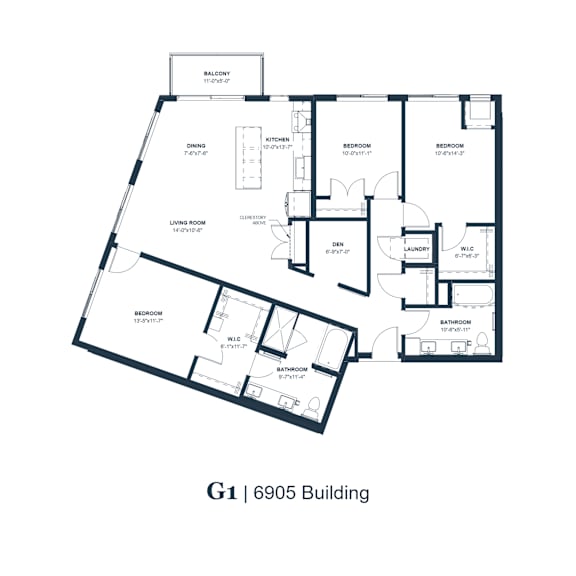A black and white image of a G1 6905 Building floor plan.