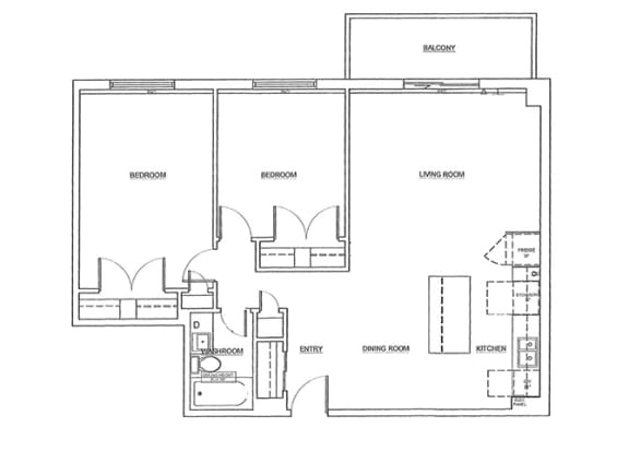 St. Lawrence Village in St. Catharines open concept 2 bedroom floor plan
