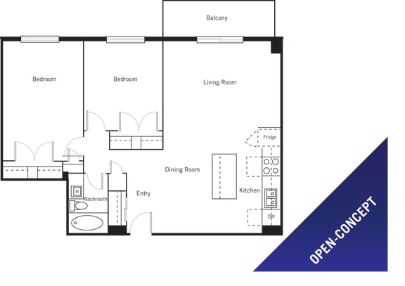 St. Lawrence Village two bedroom, one bathroom open-concept floorplan in St. Catharines, ON