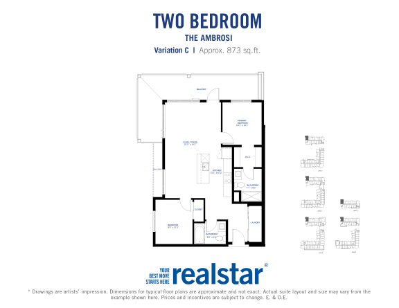 a floor plan of two bedroom apartment