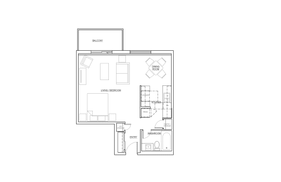 St. Lawrence Village in St. Catharines bachelor suite floor plan