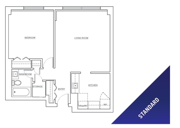 St. Lawrence Village one bedroom, one bathroom standard floorplan in St. Catharines, ON