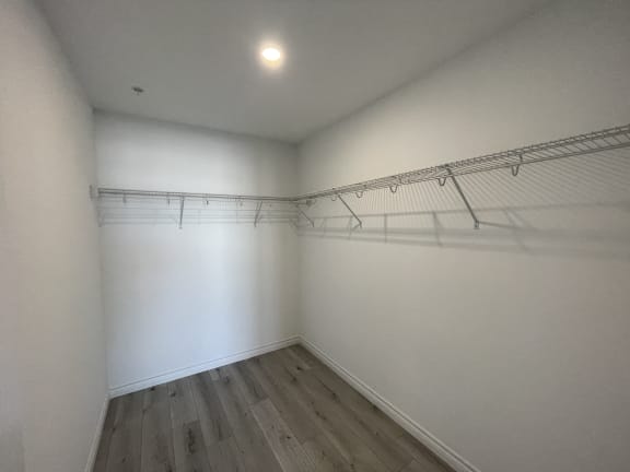 Bayfield Tower 2 bedroom 2 bathroom variation B walk in closet in primary bedroom