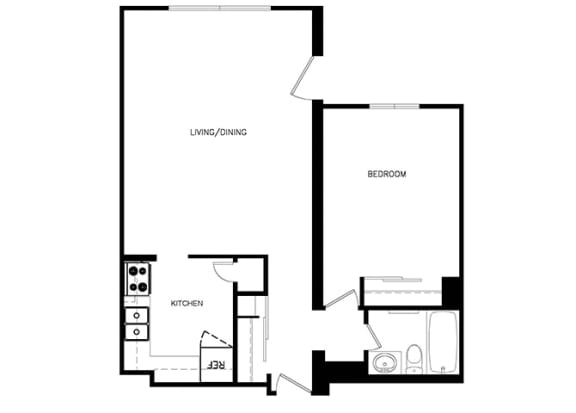 Cambridge Place in Toronto 1 bed 1 bath floor plan