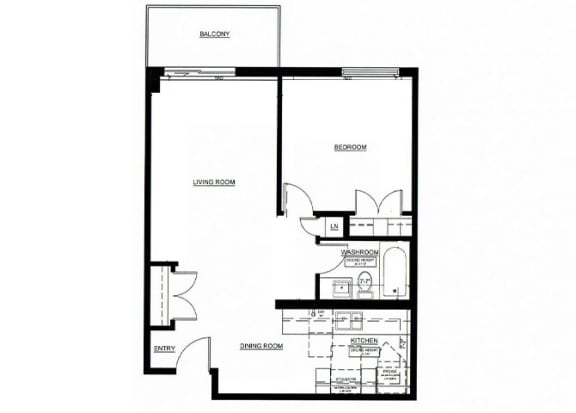 Lord Simcoe in Niagara Falls, ON renovated 1 bedroom floor plan