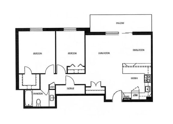 Lorneville Apartments in Cornwall, ON 2 bed 1 bath floor plan B