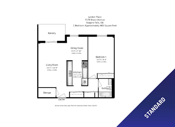 A floor plan of a standard room layout.