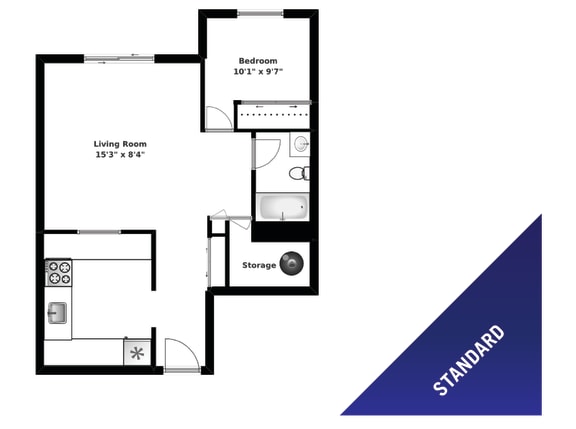 Oakdale Heights 1 bedroom, 1 bathroom standard floor plan variation A in St. Catharines, ON