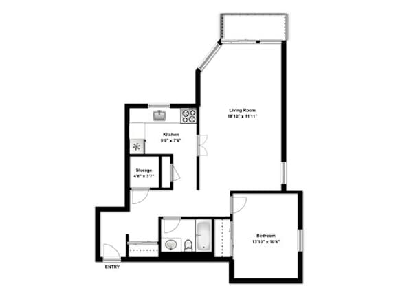 1 bed, 1 bath, modern suite with balcony