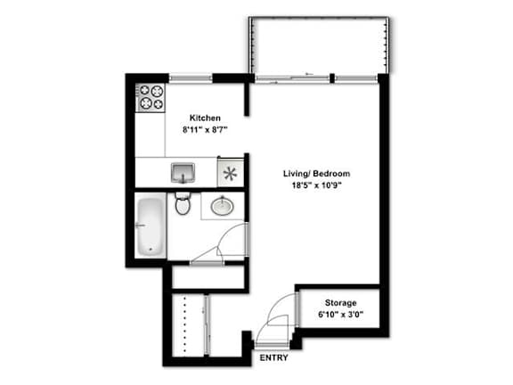 Studio, 1 bath, open concept suites