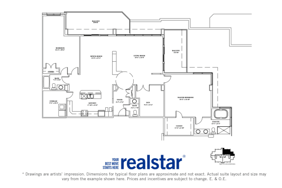 The Cliffs at Dellridge 2-bedroom, 2-baths layout variation B - Penthouse in Bedford, NS