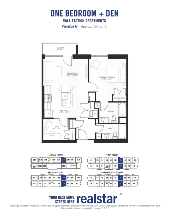 1 bed plus den 2 bath unit at Vale Apartments in Waterloo ON
