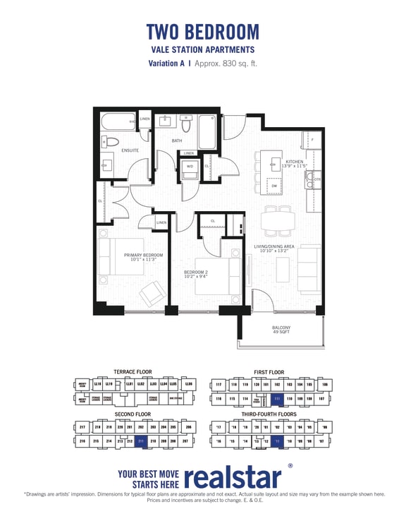 2 bed 2 bath unit at Vale Apartments in Waterloo ON