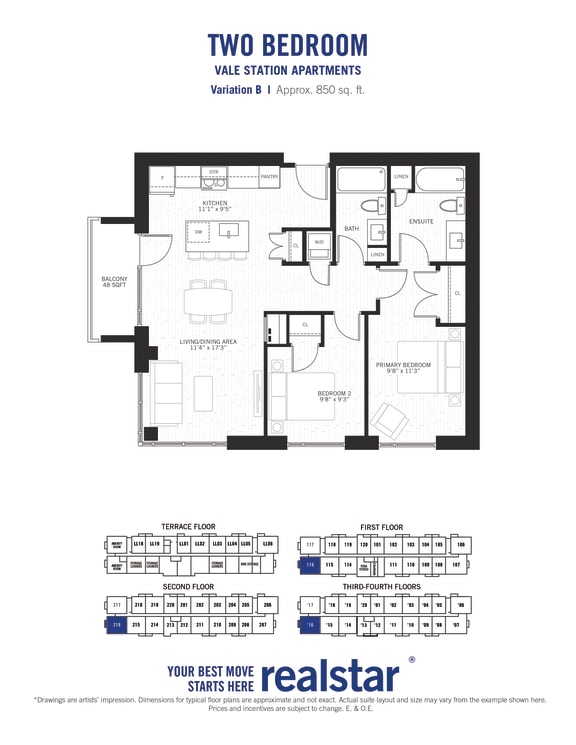 2 bed 2 bath unit at Vale Apartments in Waterloo ON