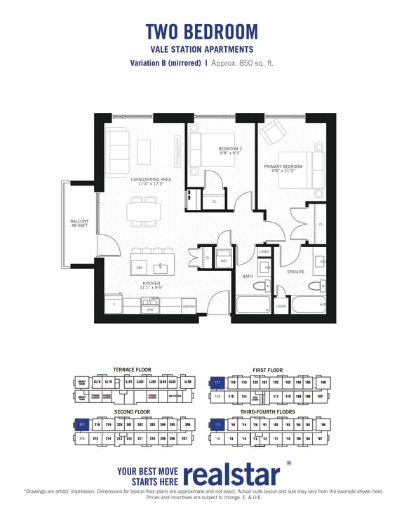 a floor plan of two bedroom villa