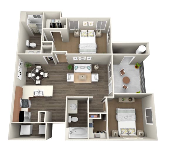 2 bedroom x 1 bathroom floor plan at The Matheson Apartments, Tremonton