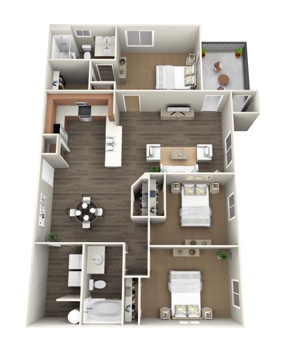 3 bedroom x  bathroom floor plan at The Matheson Apartments, Tremonton