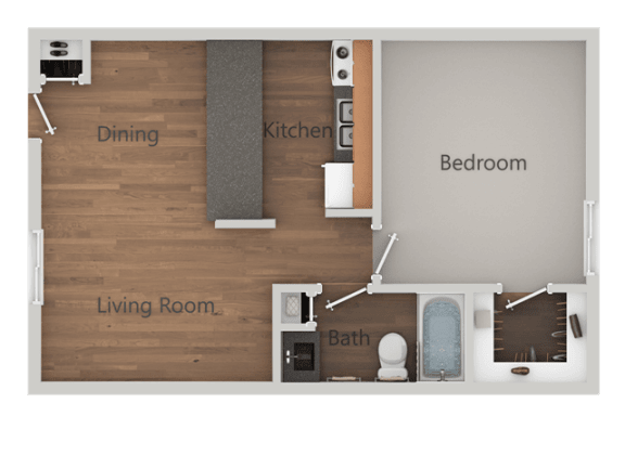 1 Bed 1 Bath Floor Plan at Sands Apartments, Mesa, Arizona