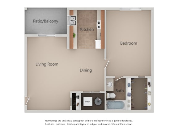 1 Bed 1 Bath Floor Plan at Crossroads Apartments, Utah, 84119