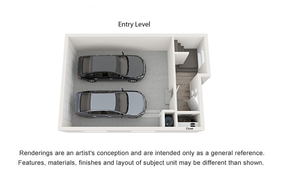 2 Bedroom Trilevel Entry with 2-Car Garage at Parc at Day Dairy Apartments and Townhomes, Utah, 84020