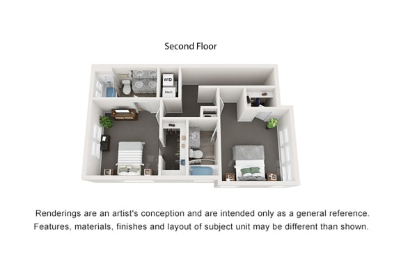 2 Bedroom Trilevel Upper Level at Parc at Day Dairy Apartments and Townhomes, Draper, UT, 84020