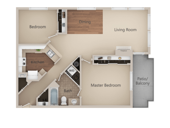 2X1 Floor Plan at Metropolitan Place Apartments, Renton, 98057