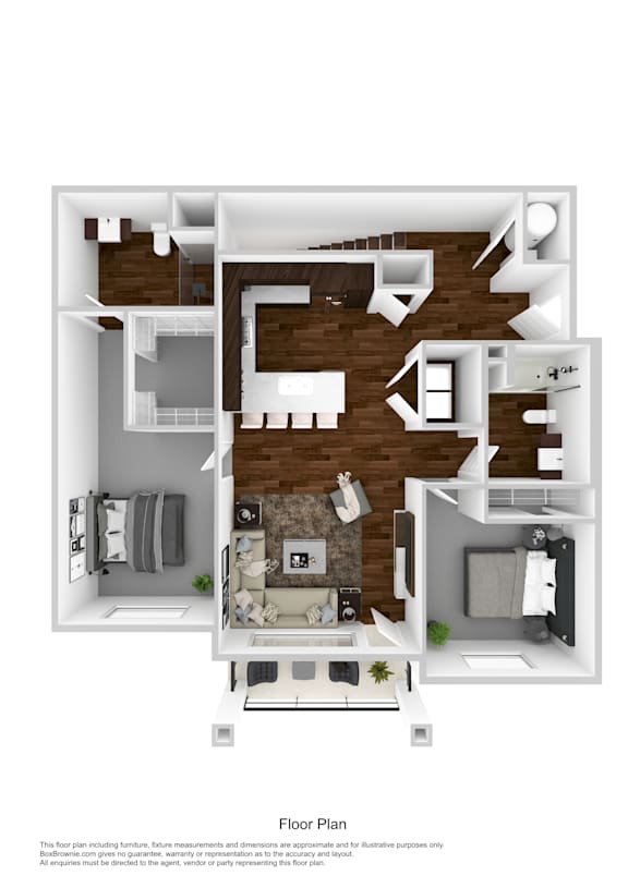 2X2 C Floorplan at Orchard Park Apartments, Idaho Falls