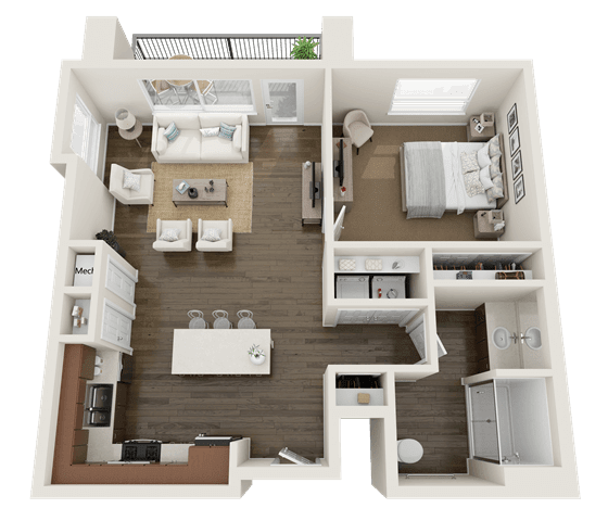 1 BEDROOM Floor Plan at Foothill Lofts Apartments &amp; Townhomes, Logan, UT, 84341