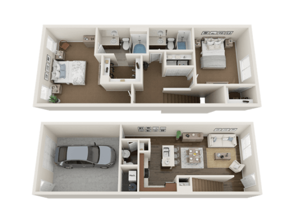 2 BEDROOM TOWNHOME Floor Plan at Foothill Lofts Apartments & Townhomes, Logan, 84341
