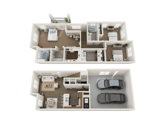 3 BEDROOM TOWNHOME Floor Plan at Foothill Lofts Apartments & Townhomes, Logan