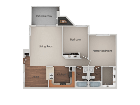 2 bedroom 2 bath Floor Plan at Canyon Club Apartments, Oceanside, CA