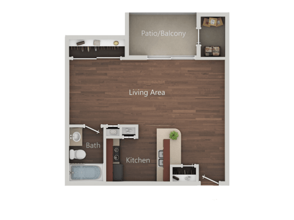 Studio_B Floor Plan at Eucalyptus Grove Apartments, California, 91910