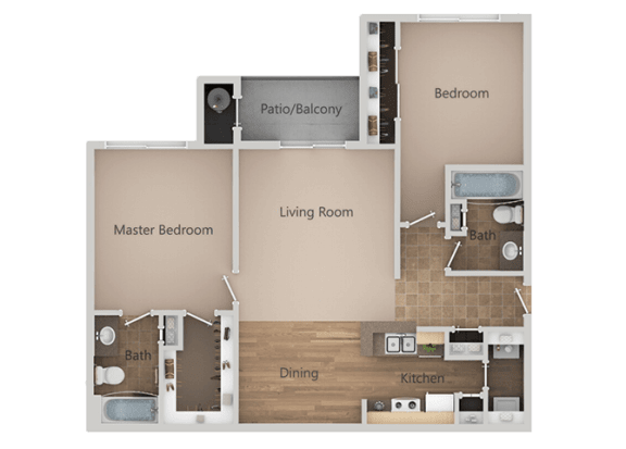 2 bedroom 2 bath Floor Plan at Remington Apartments, Midvale, UT