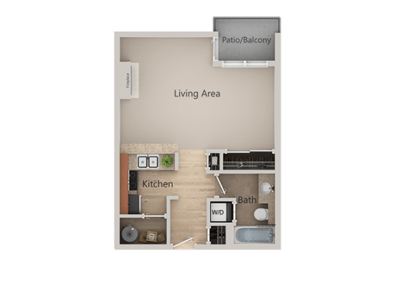 Revo 225 Studio Floor Plan at Metropolitan Collection Apartments, Washington, 98057