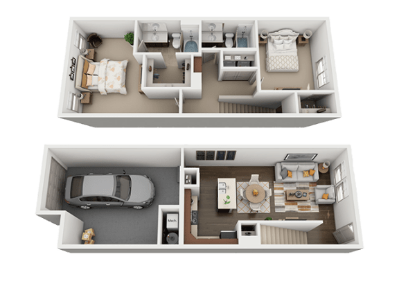 2 Bedroom 2 Bathroom Floor Plan at Four Seasons Apartments & Townhomes, North Logan, Utah