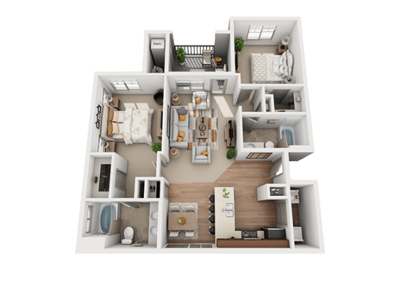 2 Bed 2 Bath Floor Plan at Four Seasons Apartments & Townhomes, North Logan, UT, 84341