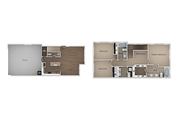 3 Bed 2.5 Bath Floor Plan at Parc at Day Dairy Apartments and Townhomes, Utah