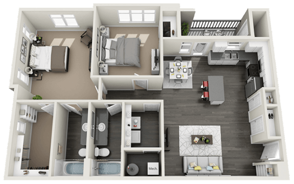 2 bedroom 2 bath Floor Plan at Rivulet Apartments, American Fork, UT, 84003