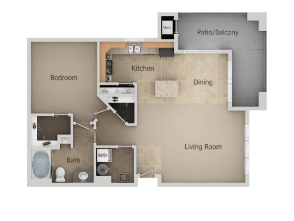 1 Bedroom 1 Bathroom Floor Plan at San Moritz Apartments, Midvale, 84047